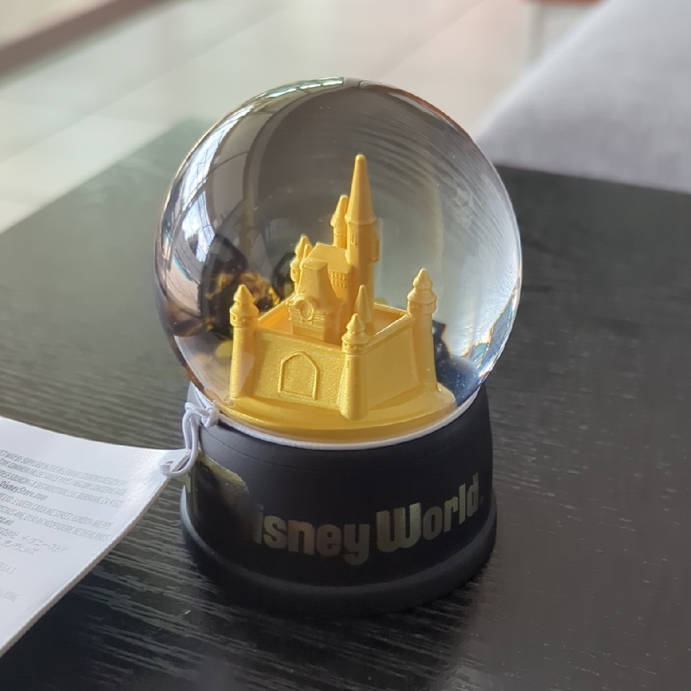 Disney Parks Gold and White Mini  Castle Snow Globe New